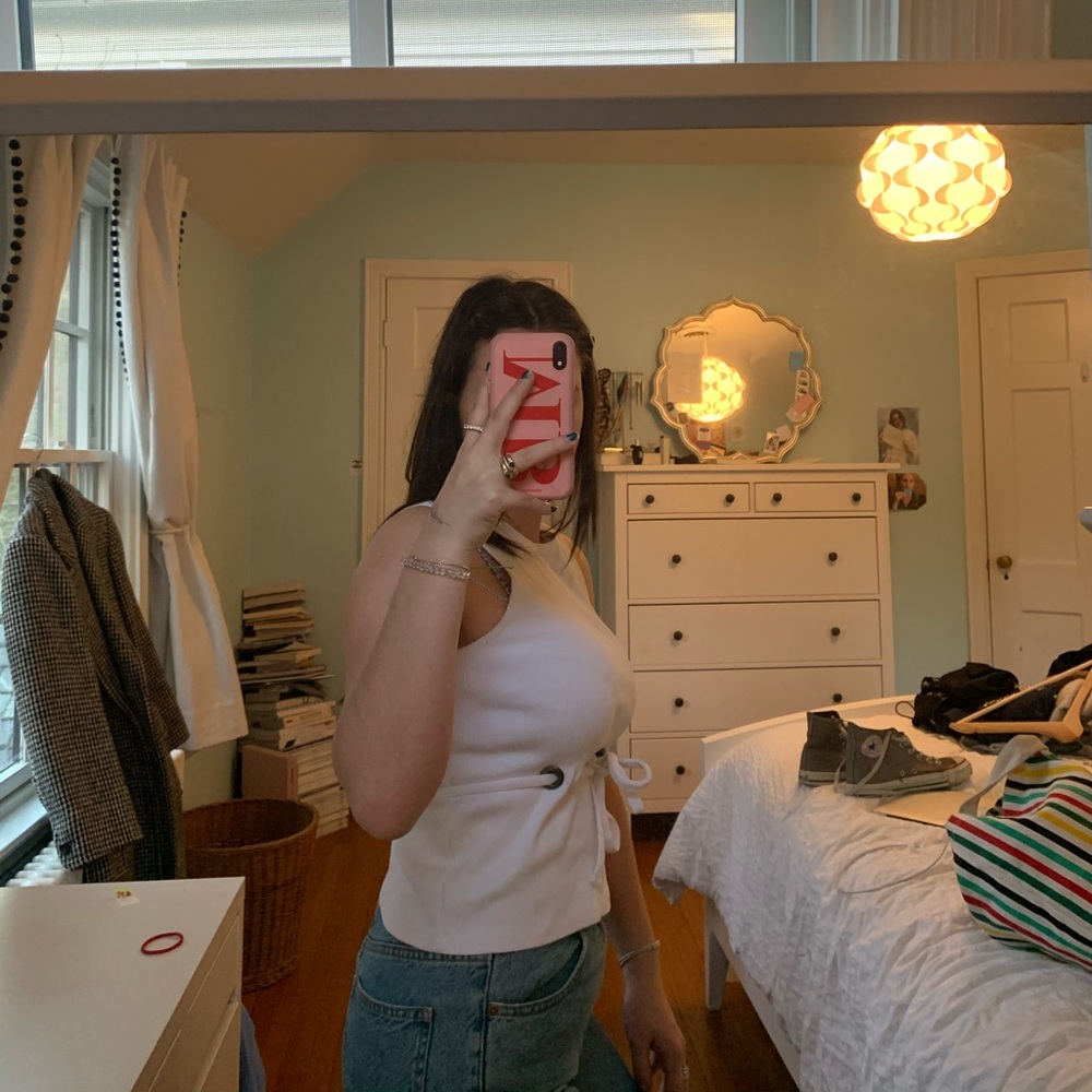 H&M white ripped top